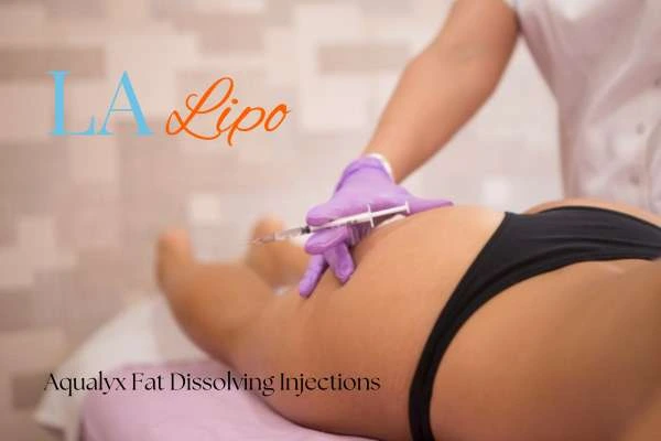 Woman having fat dissolving injections Prestwich on thighs