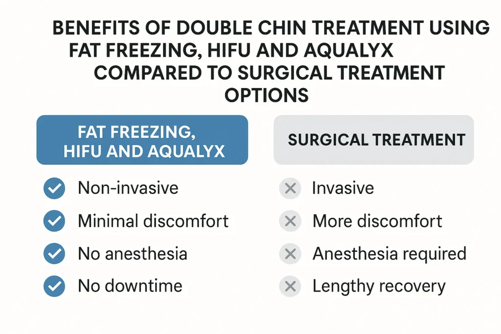 Graphic about the benefits of double chin treatment Prestwich - from LA LIPO