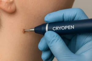 Person receiving skin tag removal Prestwich